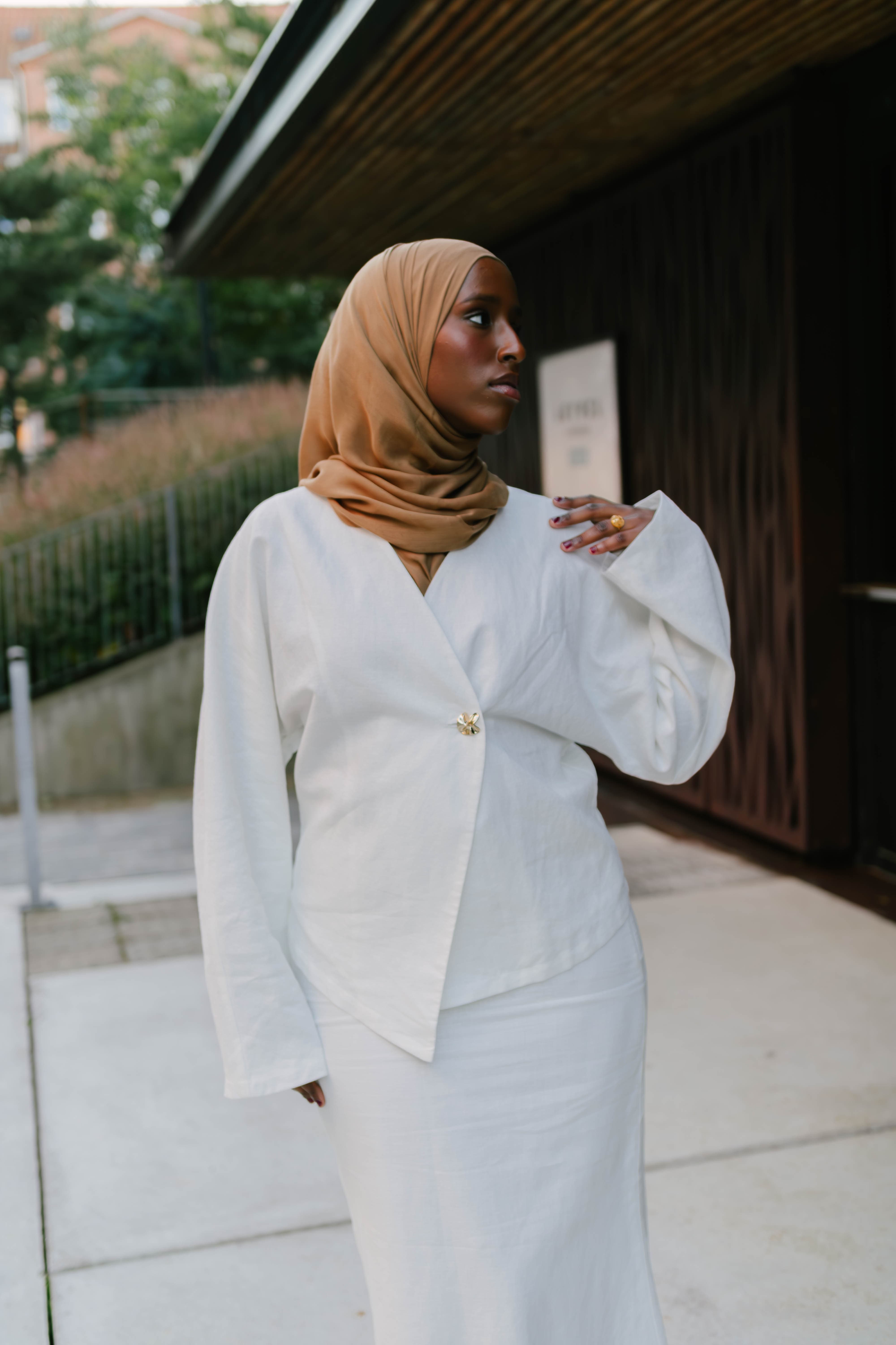 Amara Modest White Linen Co-Ord Set